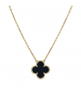 Van Cleef & Arpels Vintage Alhambra onyx and gold necklace
