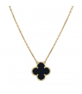 Van Cleef & Arpels Vintage Alhambra onyx and gold necklace