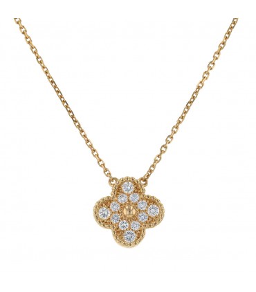 Van Cleef & Arpels Vintage Alhambra diamonds and gold necklace
