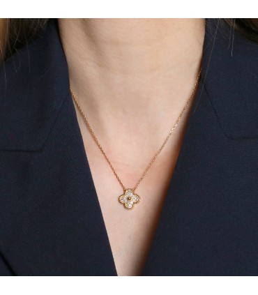 Van Cleef & Arpels Vintage Alhambra diamonds and gold necklace