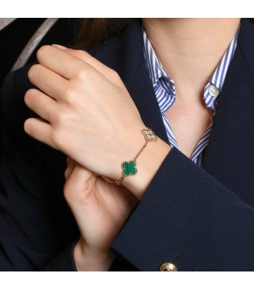 Van Cleef & Arpels Vintage Alhambra malachite, diamonds and gold bracelet