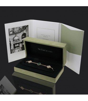 Van Cleef & Arpels Vintage Alhambra malachite, diamonds and gold bracelet