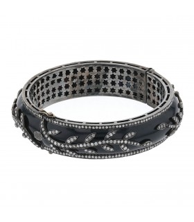 Djula onyx, diamonds, silver and 18k gold bracelet