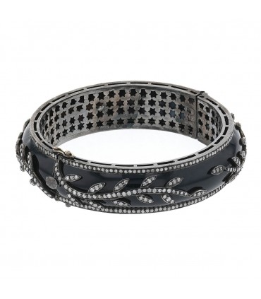 Djula onyx, diamonds, silver and 18k gold bracelet