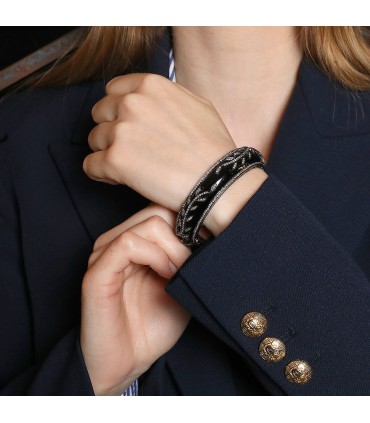 Djula onyx, diamonds, silver and 18k gold bracelet