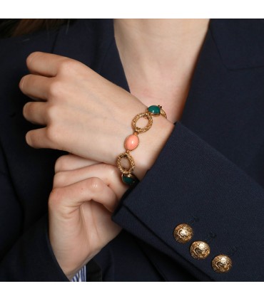 Van Cleef & Arpels Delphes chrysoprase, coral and gold bracelet