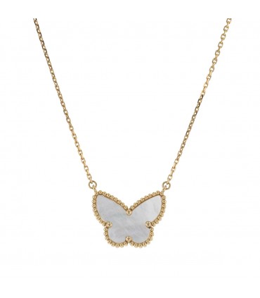 Van Cleef & Arpels Lucky Alhambra Papillon mother of pearl and gold necklace
