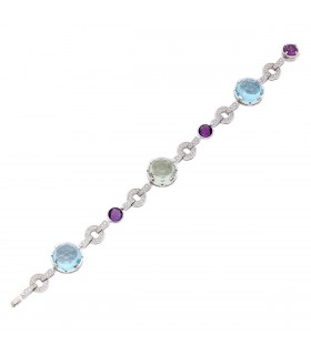 Diamonds, amethyst, aquamarine and gold bracelet. Sign Bulgari