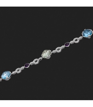 Diamonds, amethyst, aquamarine and gold bracelet. Sign Bulgari