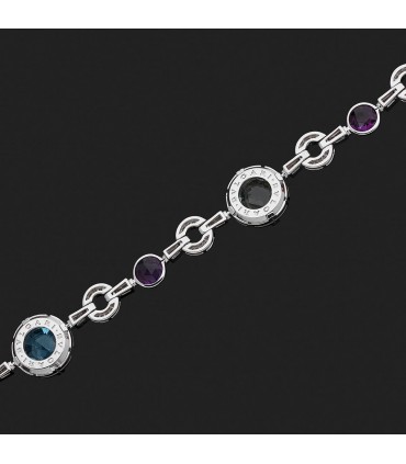 Diamonds, amethyst, aquamarine and gold bracelet. Sign Bulgari