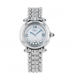 Chopard Happy Sport diamonds, blue stones and stainless steel watch