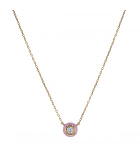 Collier or émail rose et diamant