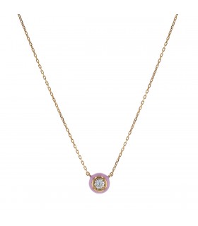 Collier or émail rose et diamant