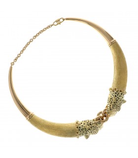 Fred Panthère black enamel, diamonds and gold necklace
