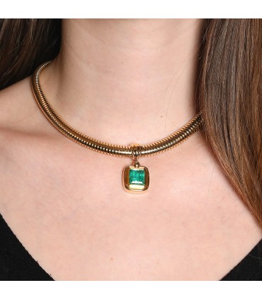 Gallopin Genève emerald and gold pendant