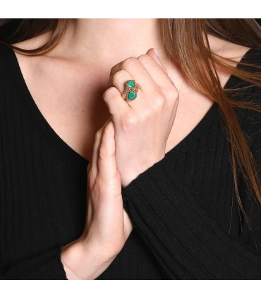 Boucheron Serpent Bohème malachite and gold ring