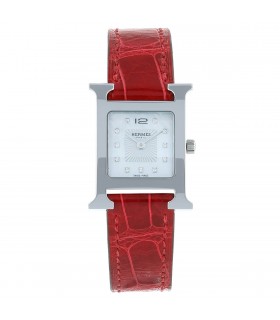 Hermès Heure H diamonds and stainless steel watch