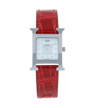 Hermès Heure H diamonds and stainless steel watch