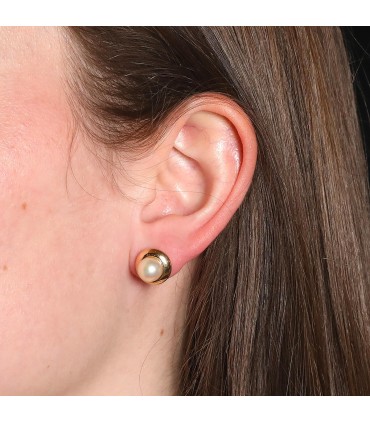 Cartier cultured pearls and gold earrings