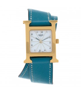 Hermès Heure H gold plated watch