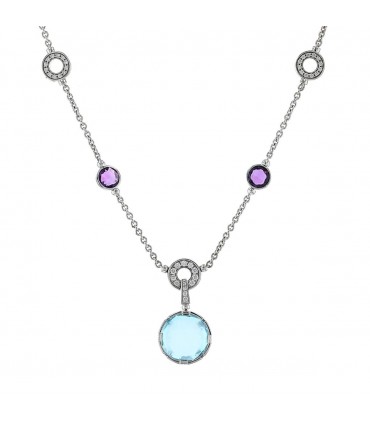 Bulgari Parentesi Cocktail diamonds, amethysts, blue topaze and gold necklace