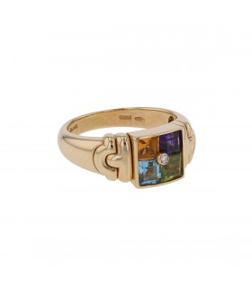 Bulgari Allegra peridor, amethyst, citrine, blue topaze, diamond and gold ring