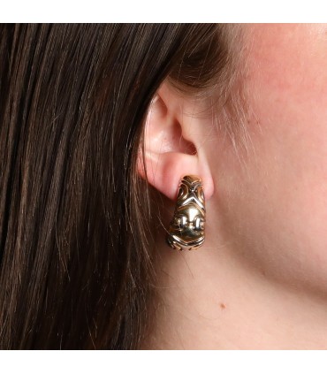 Bulgari Alveare stainless steel and gold earrings