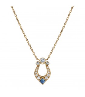 Cartier Lyre diamonds, sapphire and gold necklace