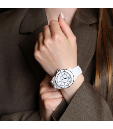 Chanel J12 white ceramic and stainless steel watch