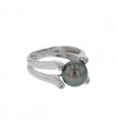 Diamonds, cultured pearl and gold ring