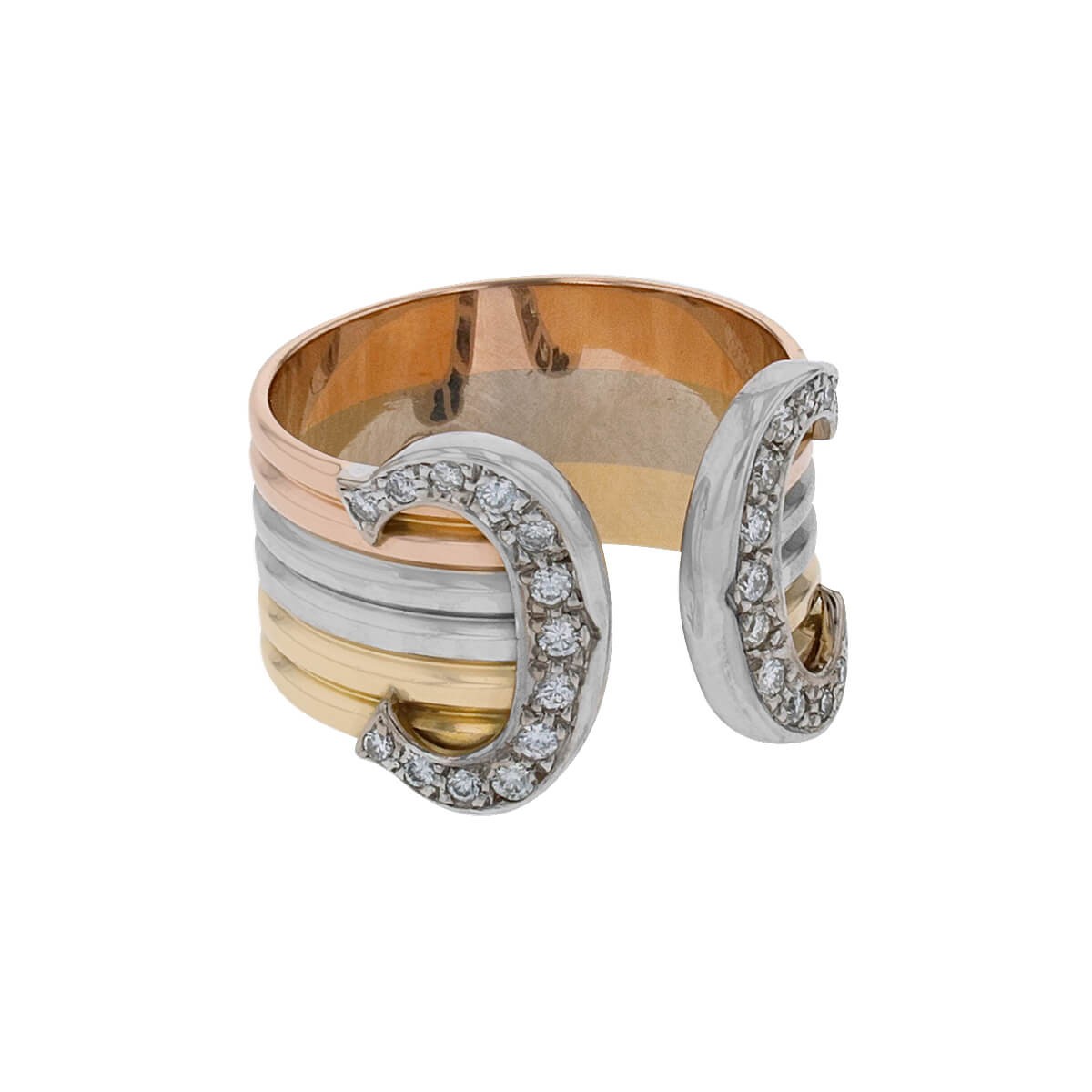 Cartier Double C diamonds and gold ring