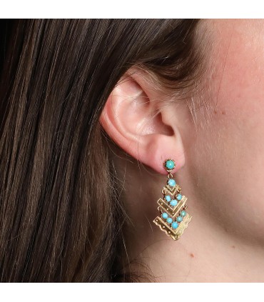 Turquoise and gold earrings