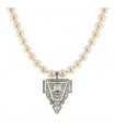 Diamonds, cultured pearls and gold necklace