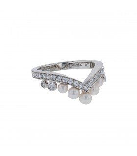 Chaumet Joséphine Aigrette diamonds, cultured pearls and gold ring