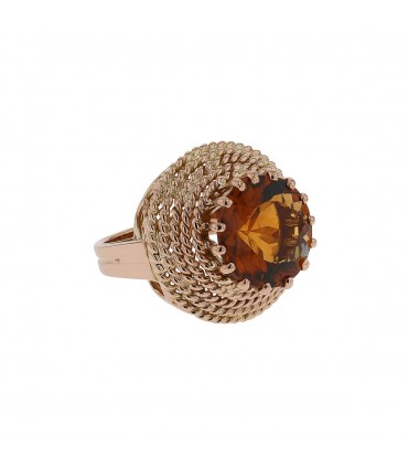 Madeira quartz and gold ring