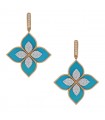 Roberto Coin Princess Flower turquoise, diamonds and gold earrings