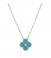 Van Cleef & Arpels Vintage Alhambra green porcelain, diamonds and gold necklace