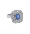 Sapphire, diamonds and gold ring