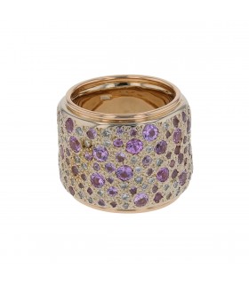 Pomellato Sabbia diamonds, sapphires and gold ring
