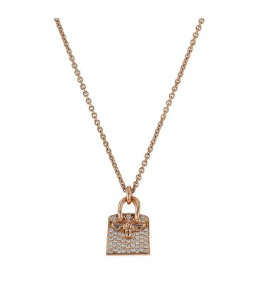 Hermès Amulette Birkin diamonds and gold necklace