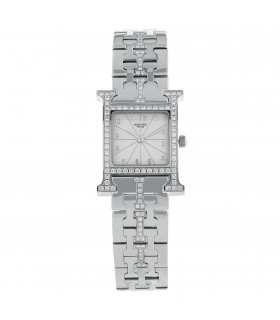 Hermès Heure H diamonds and stainless steel watch