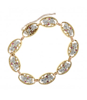 Bracelet or, diamants et rubis