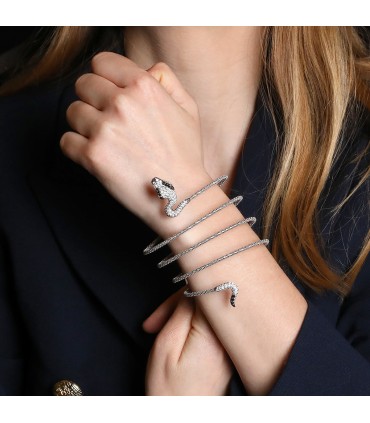 Black and white diamonds, emeralds and gold bracelet