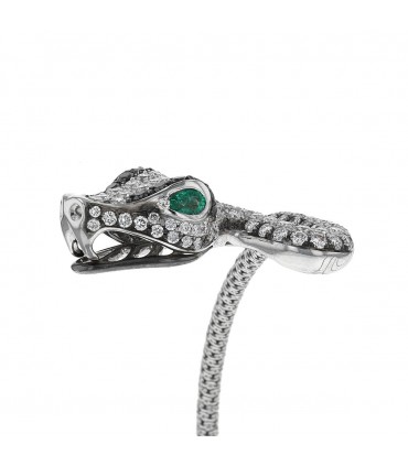 Black and white diamonds, emeralds and 18k gold bracelet