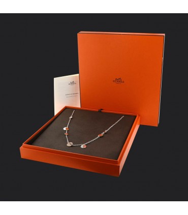 Hermès Ex Libris silver necklace