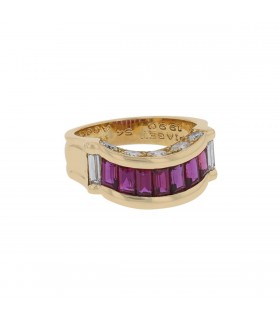 Piaget diamonds, rubies and gold ring