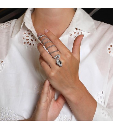 Black and white diamonds and gold ring