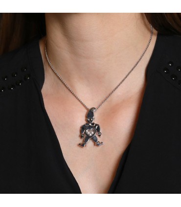 Chopard Happy Clown diamonds and 18k gold necklace