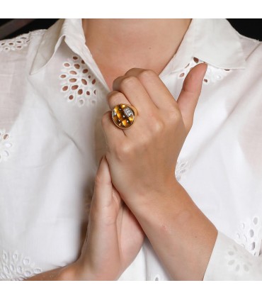 Pomellato Mosaïco citrines, diamonds and gold ring