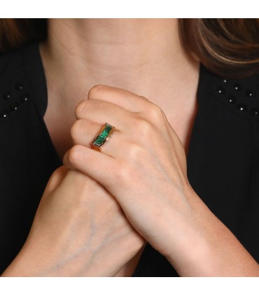 Piaget diamonds, emeralds and gold ring